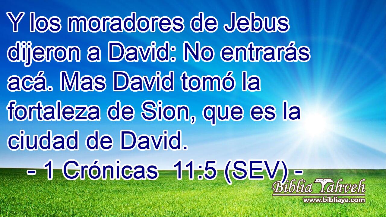 Y los moradores de Jebus dijeron a David: No entrarás acá. Mas David tomó la fortaleza de Sion, que es la ciudad de David.