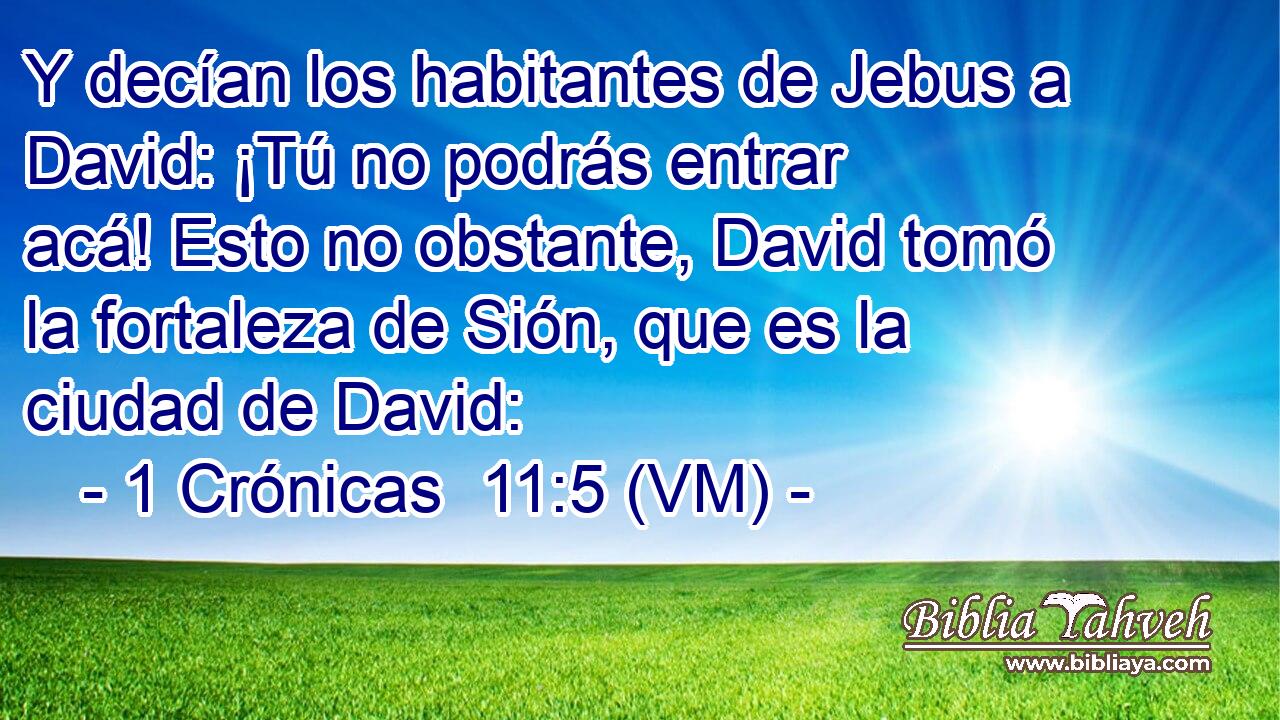 Y decían los habitantes de Jebus a David: ¡Tú no podrás entrar acá! Esto no obstante, David tomó la fortaleza de Sión, que es la ciudad de David: 