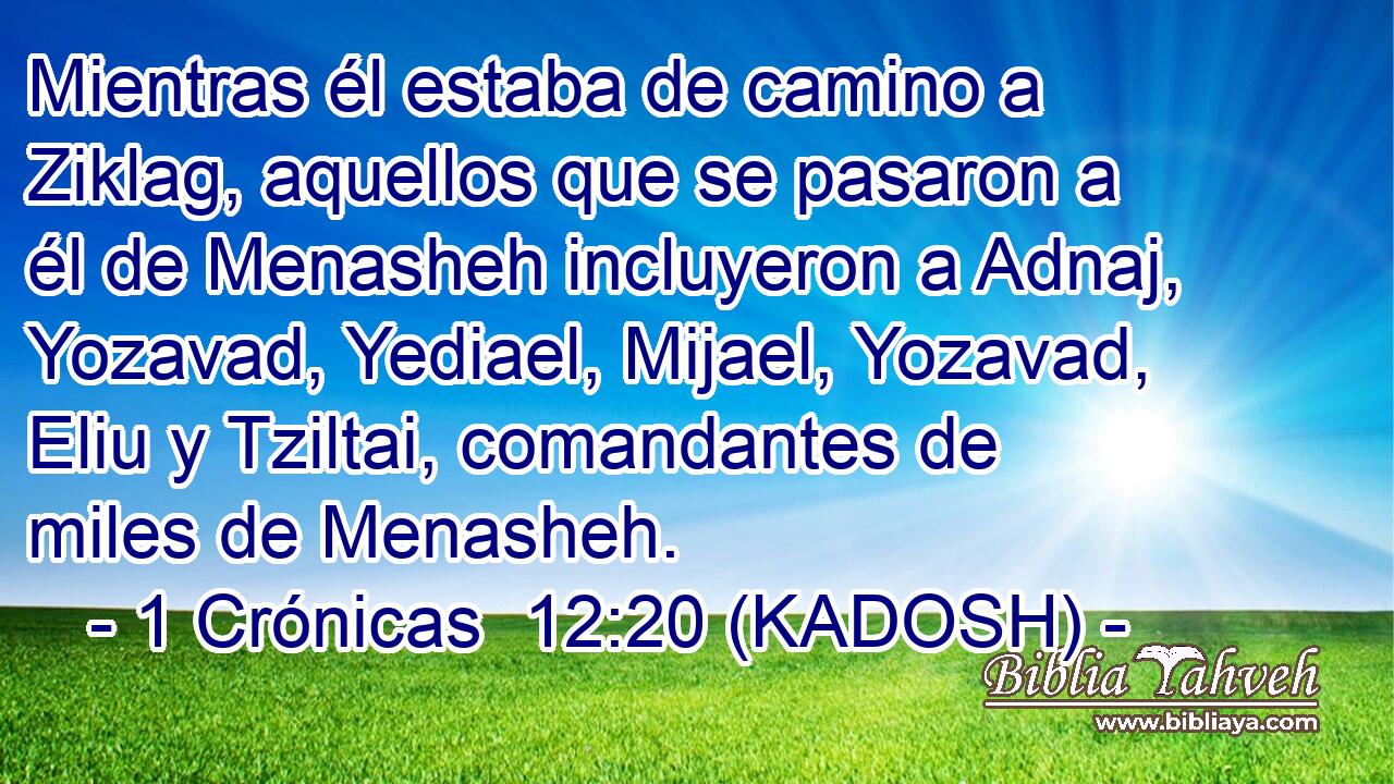  Mientras él estaba de camino a Ziklag, aquellos que se pasaron a él de Menasheh incluyeron a Adnaj, Yozavad, Yediael, Mijael, Yozavad, Eliu y Tziltai, comandantes de miles de Menasheh. 
