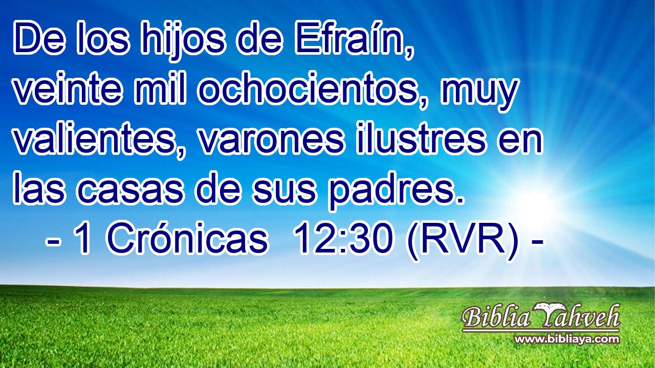 De los hijos de Efraín, veinte mil ochocientos, muy valientes, varones ilustres en las casas de sus padres.