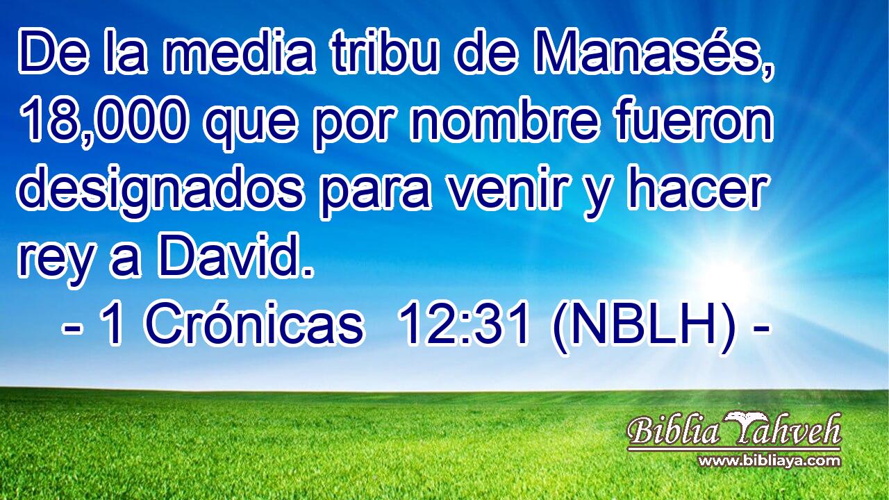  De la media tribu de Manasés, 18,000 que por nombre fueron designados para venir y hacer rey a David. 