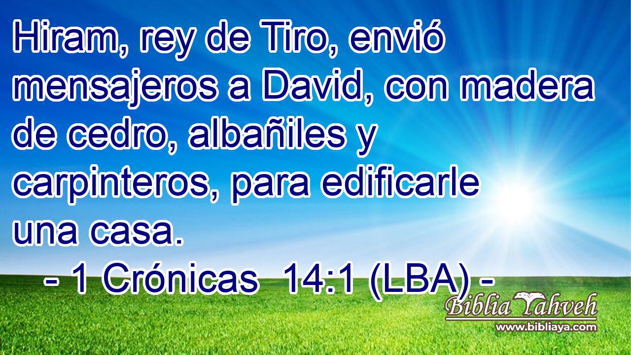 Hiram, rey de Tiro, envió mensajeros a David, con madera de cedro, albañiles y carpinteros, para edificarle una casa.