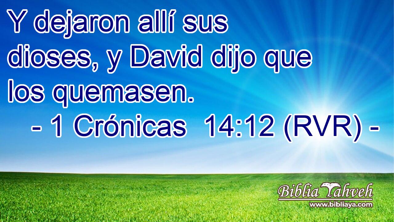 Y dejaron allí sus dioses, y David dijo que los quemasen.