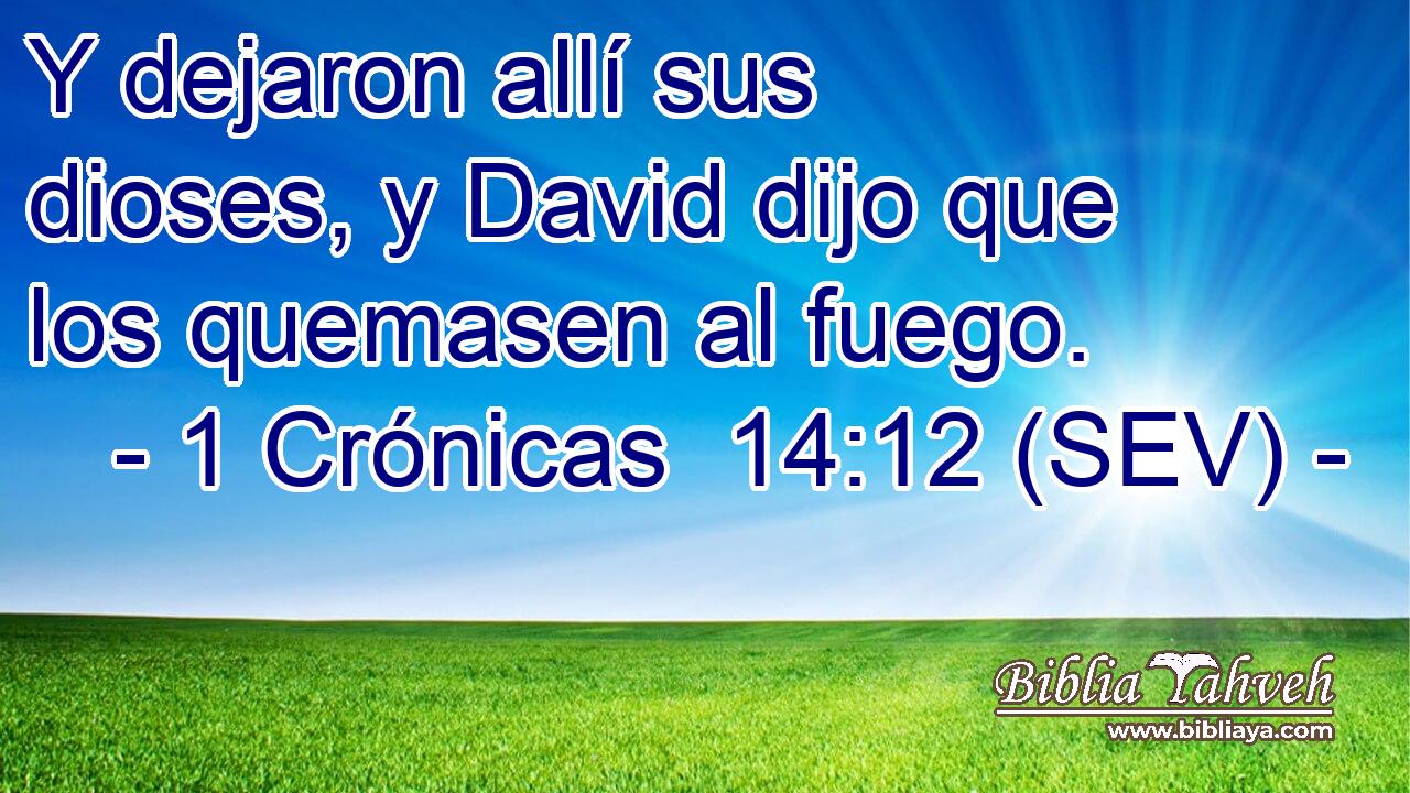 Y dejaron allí sus dioses, y David dijo que los quemasen al fuego.