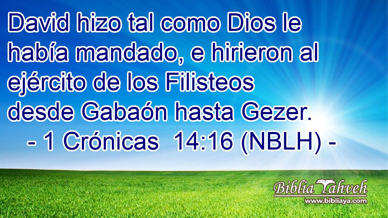  David hizo tal como Dios le había mandado, e hirieron al ejército de los Filisteos desde Gabaón hasta Gezer. 