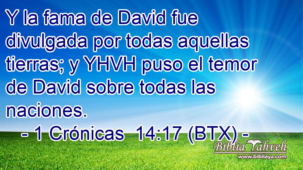 Y la fama de David fue divulgada por todas aquellas tierras; y YHVH puso el temor de David sobre todas las naciones.