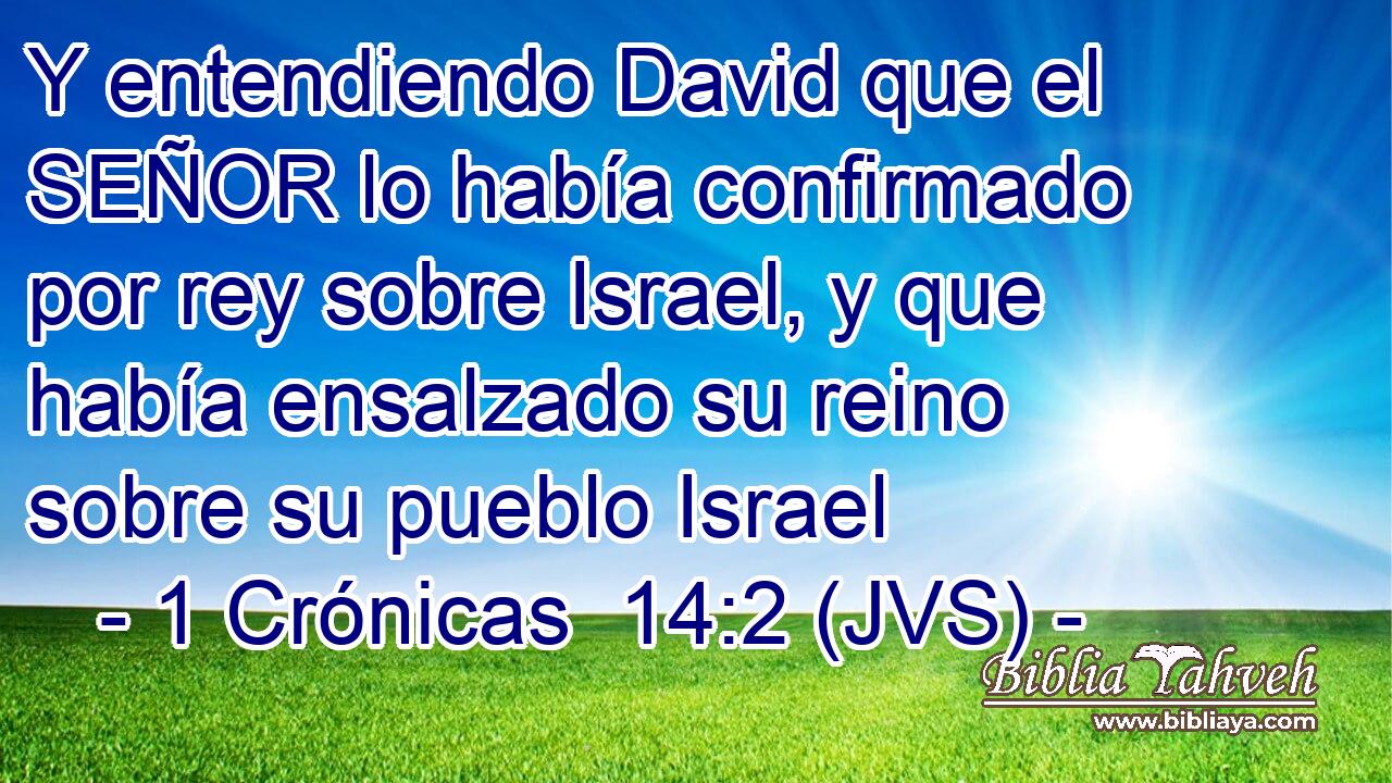 Y entendiendo David que el SEÑOR lo había confirmado por rey sobre Israel, y que había ensalzado su reino sobre su pueblo Israel
