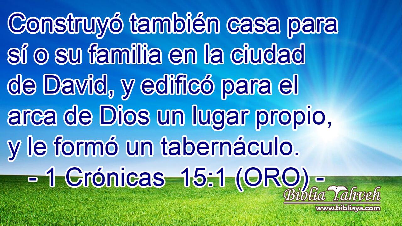  Construyó también casa para sí o su familia en la ciudad de David, y edificó para el arca de Dios un lugar propio, y le formó un tabernáculo. 