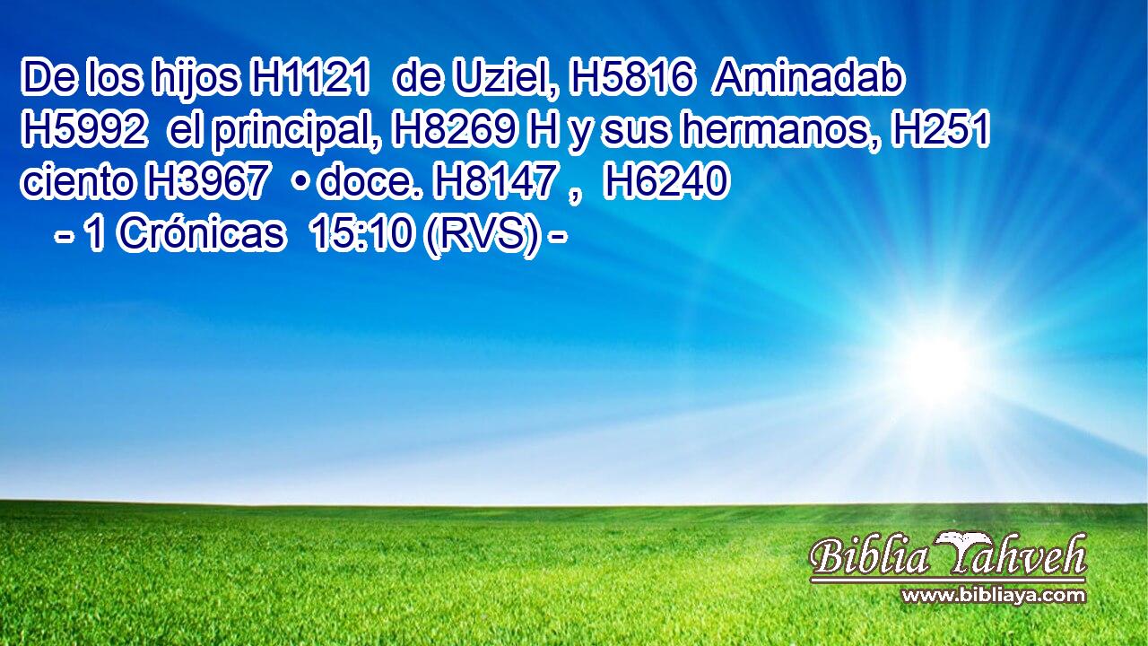 De los hijos H1121  de Uziel, H5816  Aminadab H5992  el principal, H8269 H y sus hermanos, H251  ciento H3967  • doce. H8147 ,  H6240 