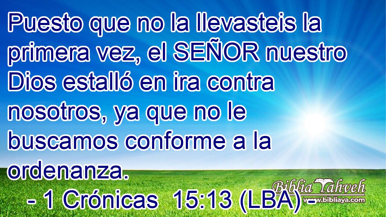 Puesto que no la llevasteis la primera vez, el SEÑOR nuestro Dios estalló en ira contra nosotros, ya que no le buscamos conforme a la ordenanza.