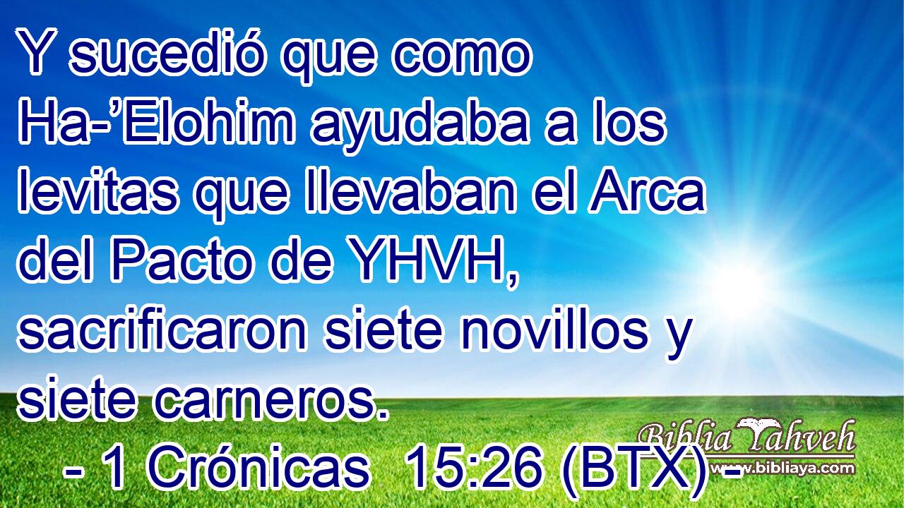 Y sucedió que como Ha-’Elohim ayudaba a los levitas que llevaban el Arca del Pacto de YHVH, sacrificaron siete novillos y siete carneros.