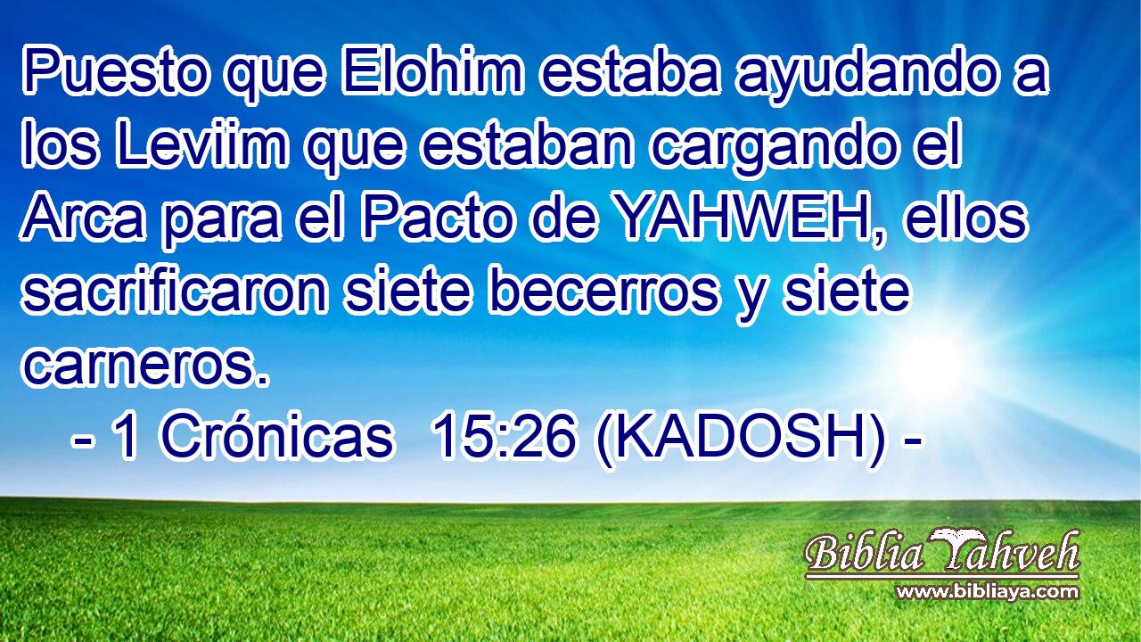  Puesto que Elohim estaba ayudando a los Leviim que estaban cargando el Arca para el Pacto de YAHWEH, ellos sacrificaron siete becerros y siete carneros. 