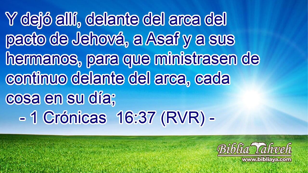 Y dejó allí, delante del arca del pacto de Jehová, a Asaf y a sus hermanos, para que ministrasen de continuo delante del arca, cada cosa en su día;