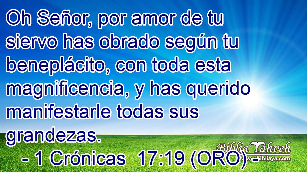  Oh Señor, por amor de tu siervo has obrado según tu beneplácito, con toda esta magnificencia, y has querido manifestarle todas sus grandezas. 