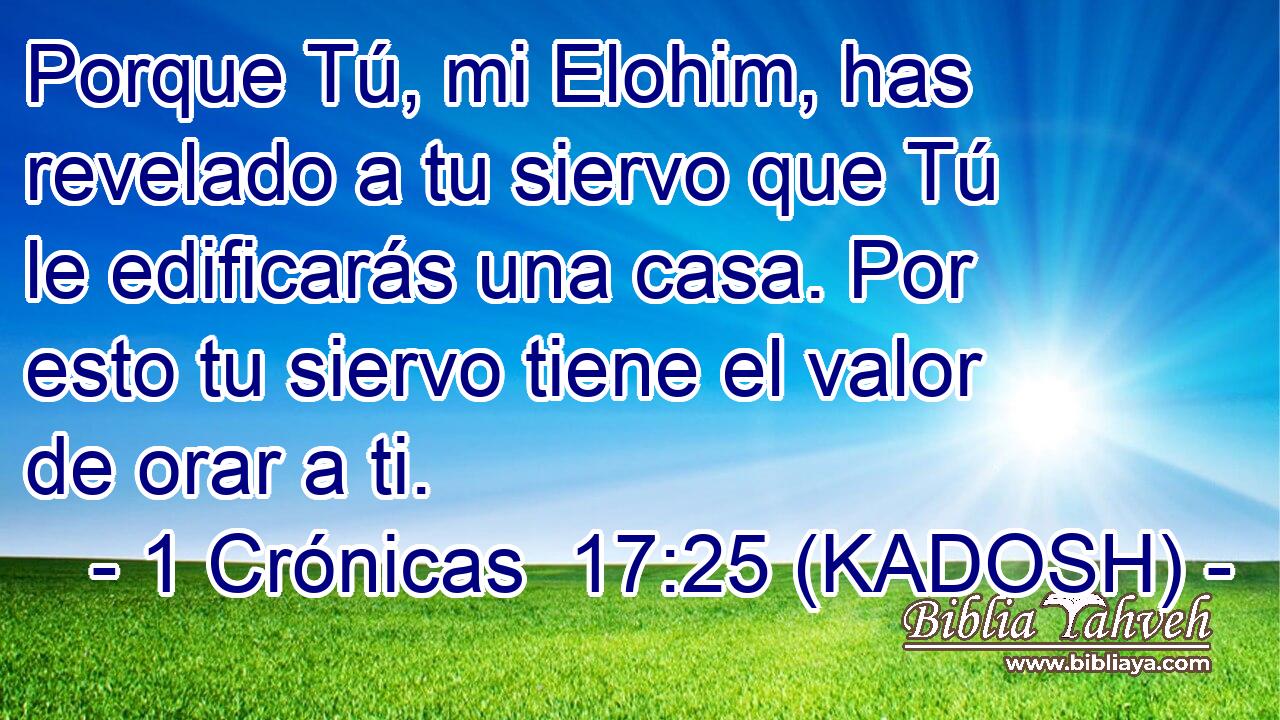  Porque Tú, mi Elohim, has revelado a tu siervo que Tú le edificarás una casa. Por esto tu siervo tiene el valor de orar a ti. 
