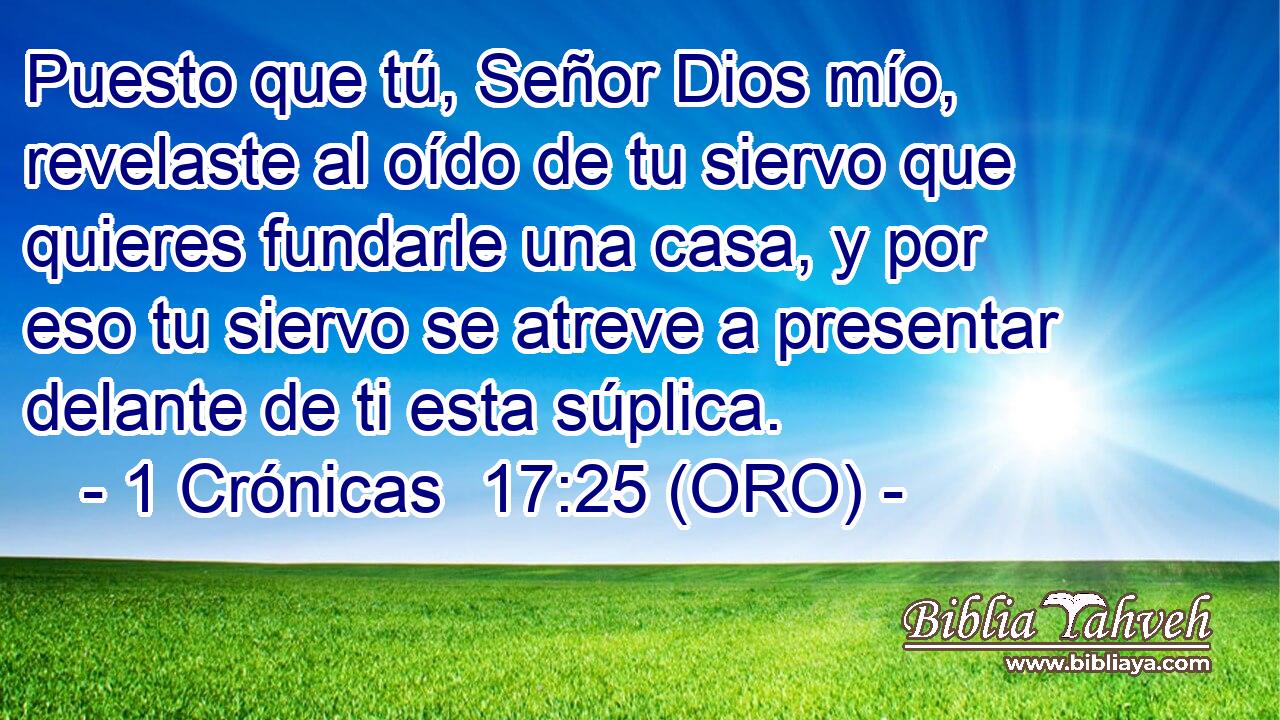  Puesto que tú, Señor Dios mío, revelaste al oído de tu siervo que quieres fundarle una casa, y por eso tu siervo se atreve a presentar delante de ti esta súplica. 