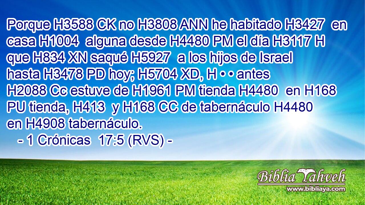 Porque H3588 CK no H3808 ANN he habitado H3427  en casa H1004  alguna desde H4480 PM el día H3117 H que H834 XN saqué H5927  a los hijos de Israel hasta H3478 PD hoy; H5704 XD, H • • antes H2088 Cc estuve de H1961 PM tienda H4480  en H168 PU tienda, H413  y H168 CC de tabernáculo H4480  en H4908 tabernáculo. 