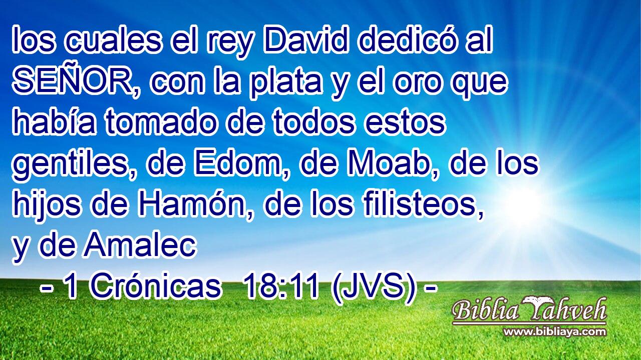 los cuales el rey David dedicó al SEÑOR, con la plata y el oro que había tomado de todos estos gentiles, de Edom, de Moab, de los hijos de Hamón, de los filisteos, y de Amalec