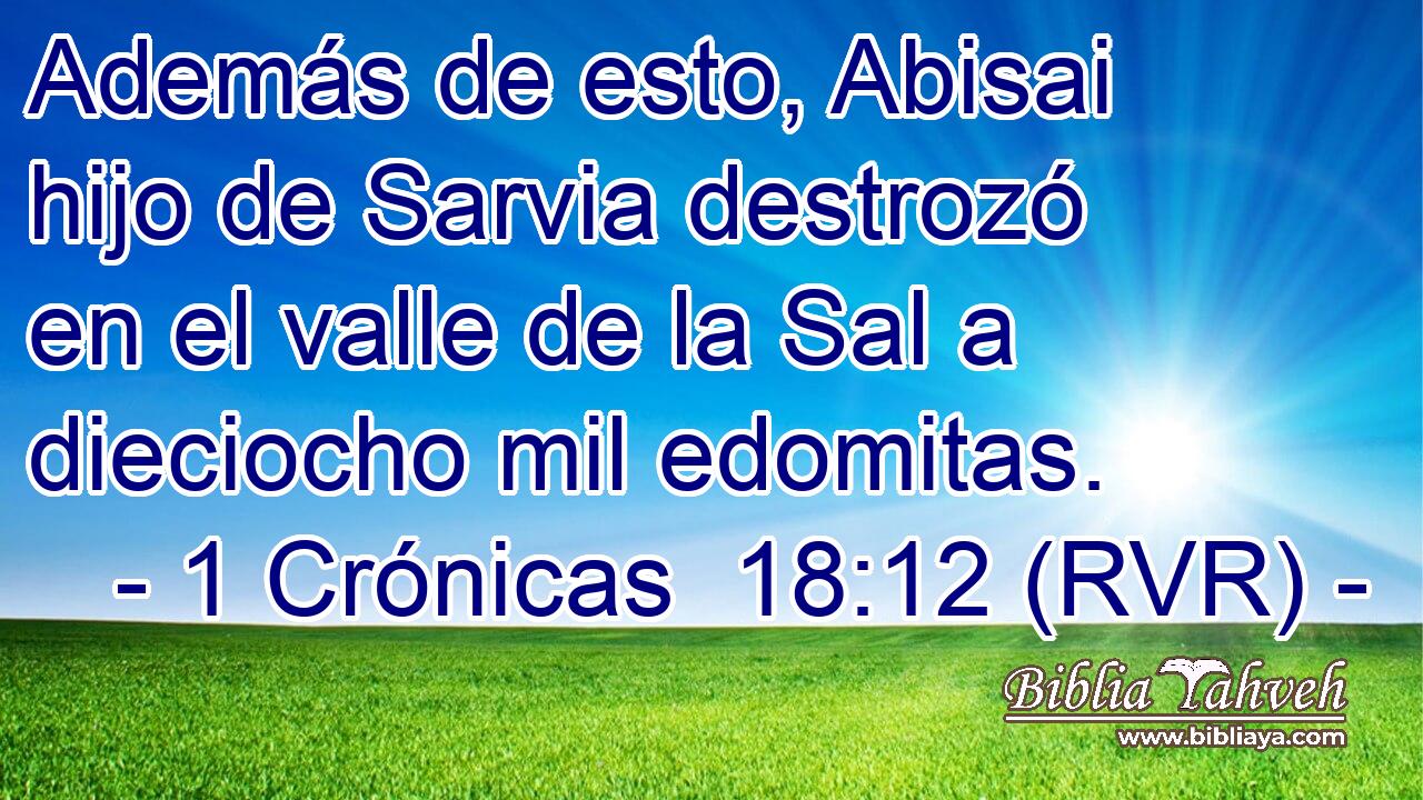Además de esto, Abisai hijo de Sarvia destrozó en el valle de la Sal a dieciocho mil edomitas.