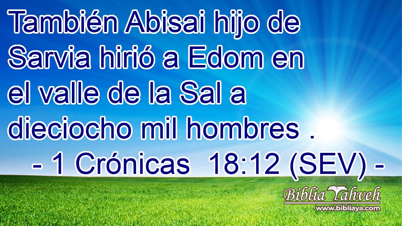 También Abisai hijo de Sarvia hirió a Edom en el valle de la Sal a dieciocho mil hombres .