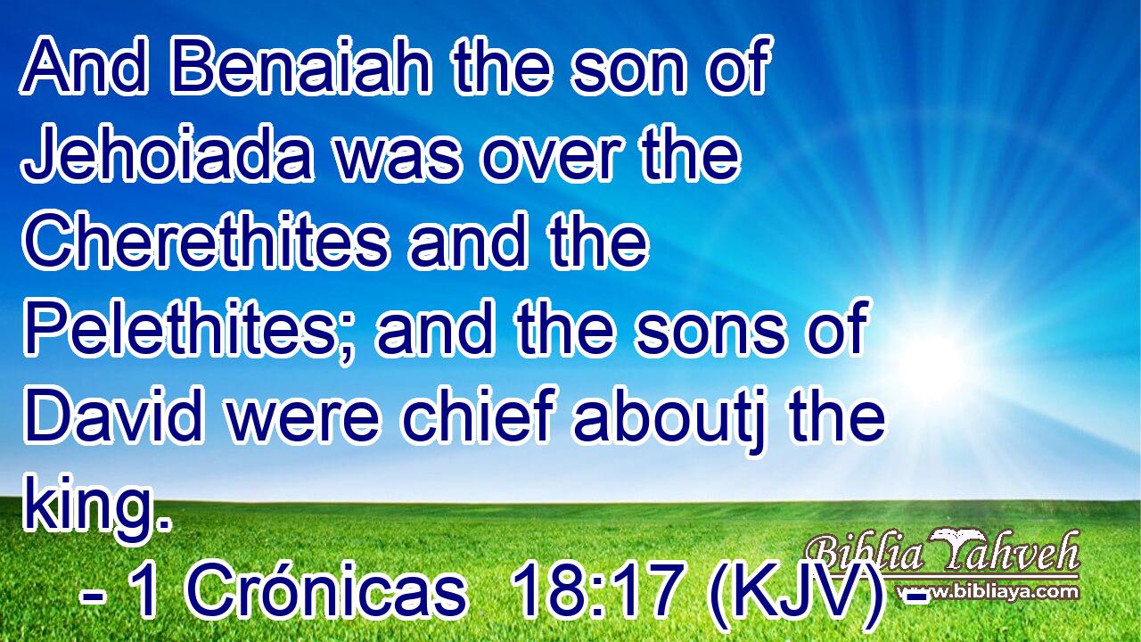 And Benaiah the son of Jehoiada was over the Cherethites and the Pelethites; and the sons of David were chief aboutj the king.