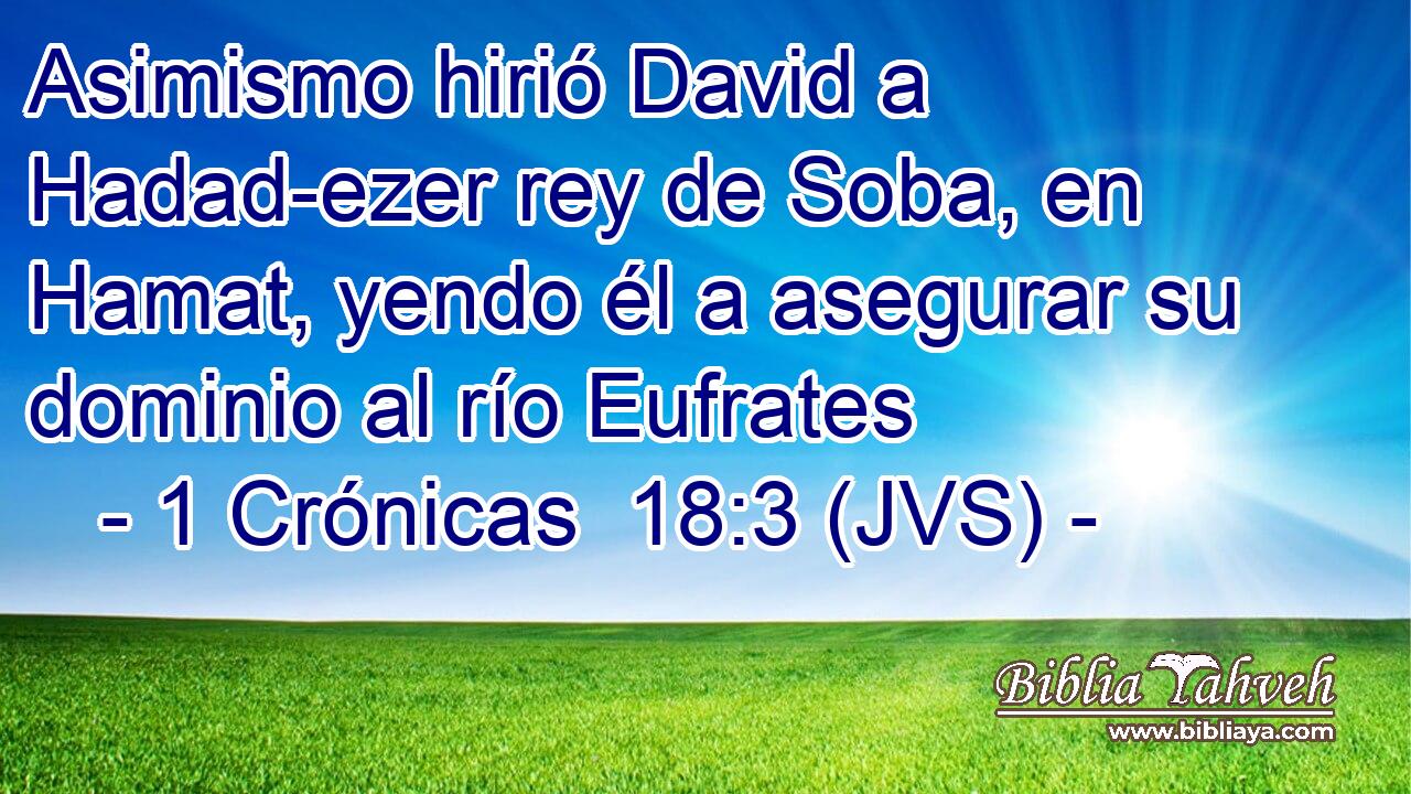Asimismo hirió David a Hadad-ezer rey de Soba, en Hamat, yendo él a asegurar su dominio al río Eufrates