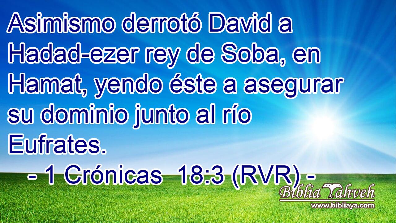 Asimismo derrotó David a Hadad-ezer rey de Soba, en Hamat, yendo éste a asegurar su dominio junto al río Eufrates.