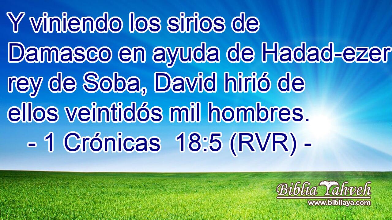 Y viniendo los sirios de Damasco en ayuda de Hadad-ezer rey de Soba, David hirió de ellos veintidós mil hombres.