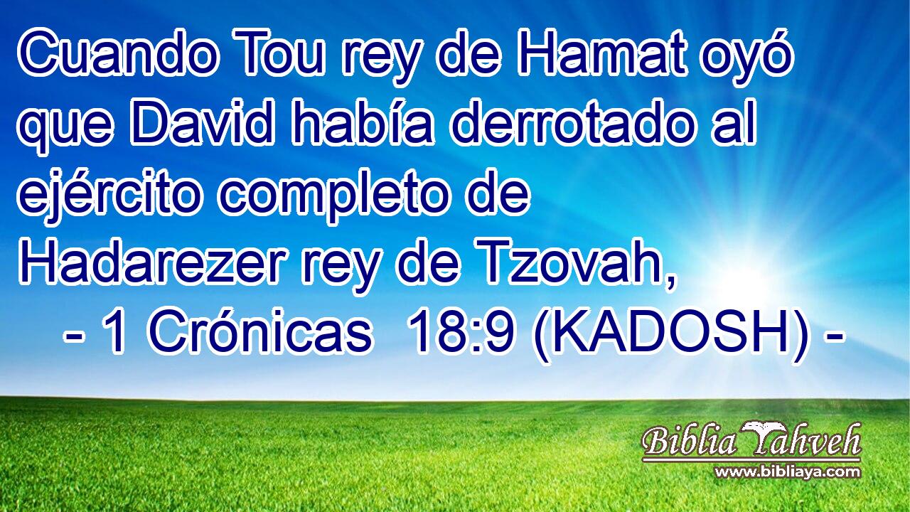  Cuando Tou rey de Hamat oyó que David había derrotado al ejército completo de Hadarezer rey de Tzovah, 