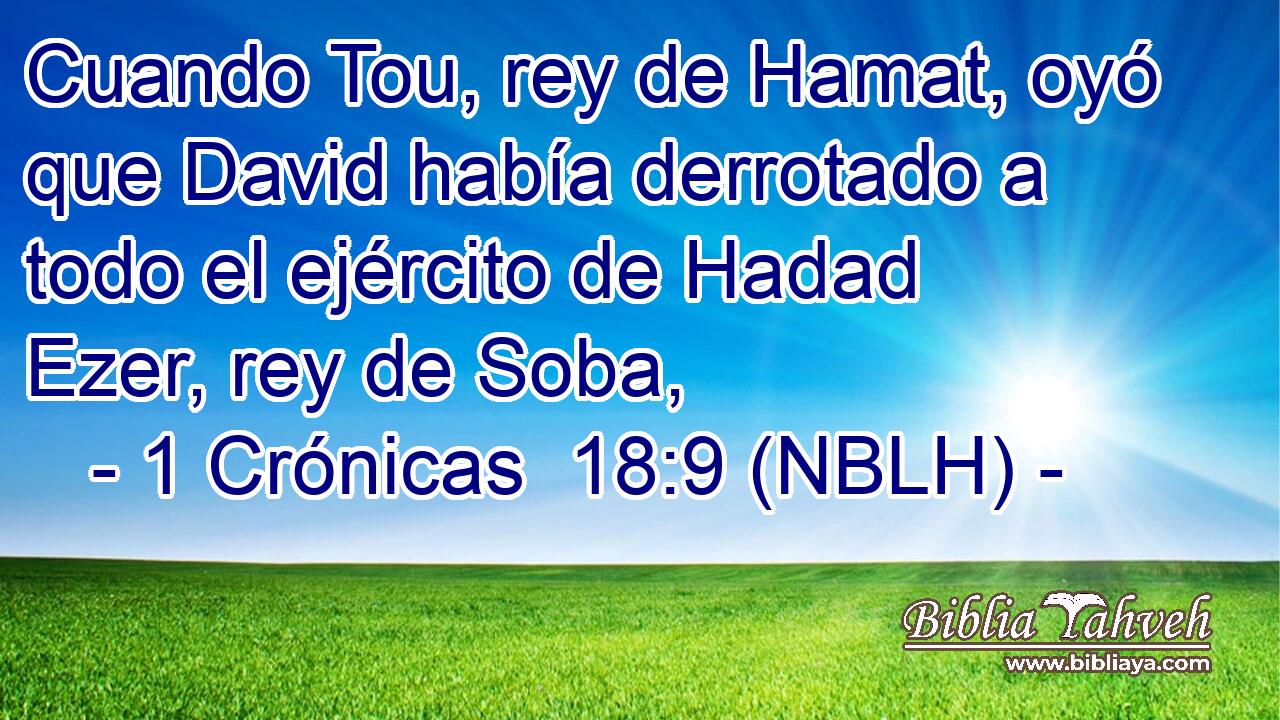  Cuando Tou, rey de Hamat, oyó que David había derrotado a todo el ejército de Hadad Ezer, rey de Soba, 