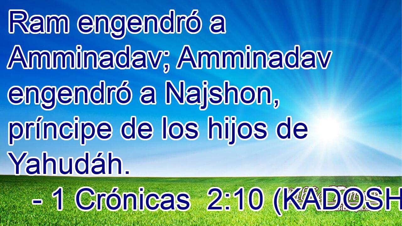  Ram engendró a Amminadav; Amminadav engendró a Najshon, príncipe de los hijos de Yahudáh. 