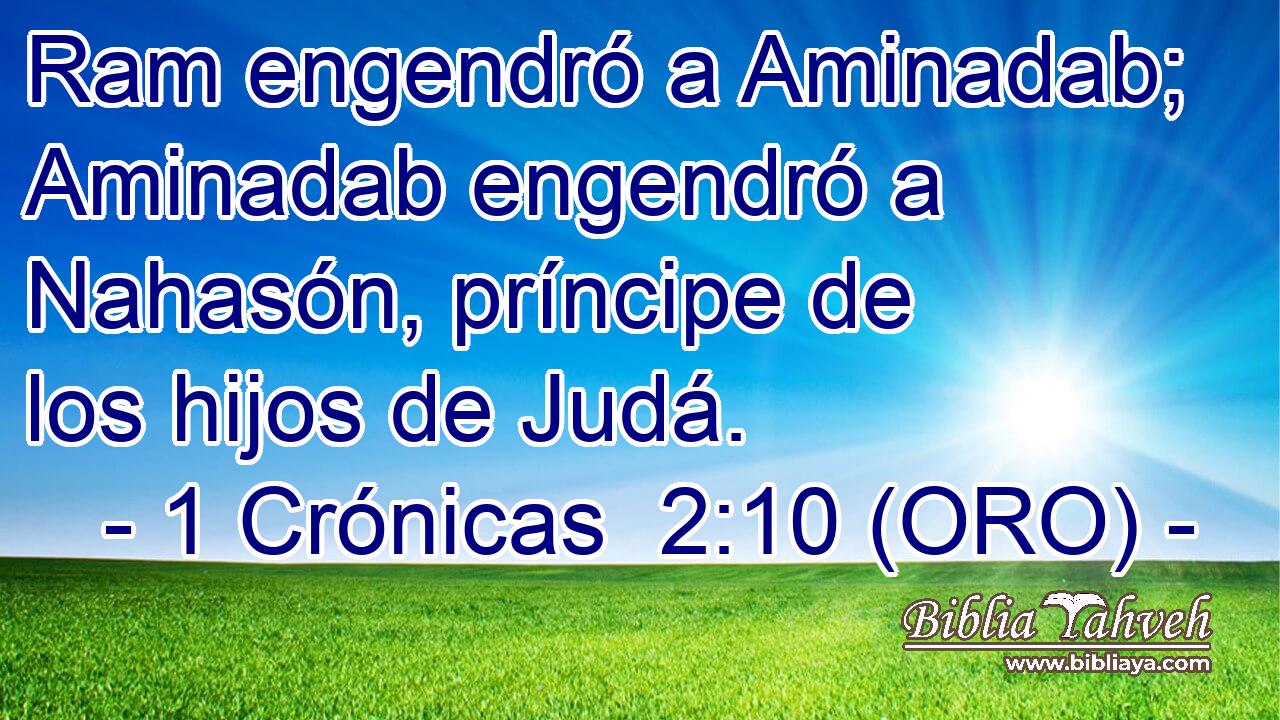  Ram engendró a Aminadab; Aminadab engendró a Nahasón, príncipe de los hijos de Judá. 