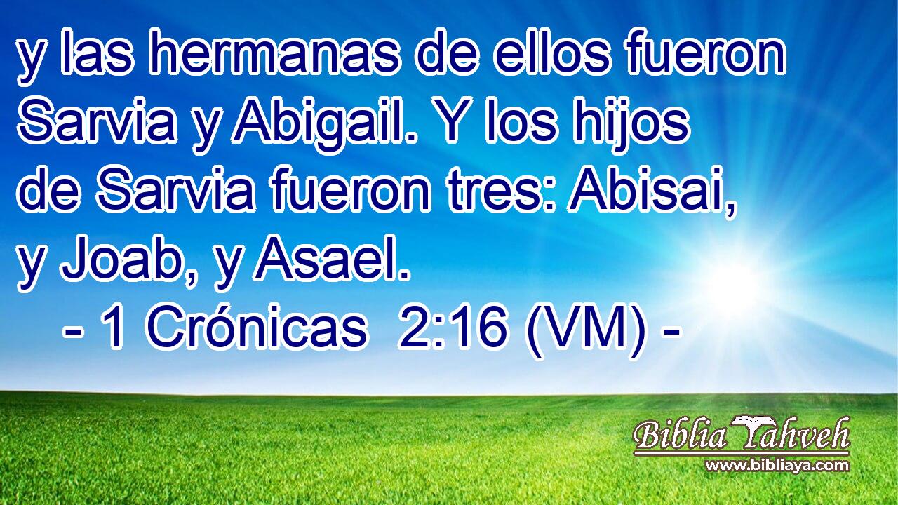  y las hermanas de ellos fueron Sarvia y Abigail. Y los hijos de Sarvia fueron tres: Abisai, y Joab, y Asael. 