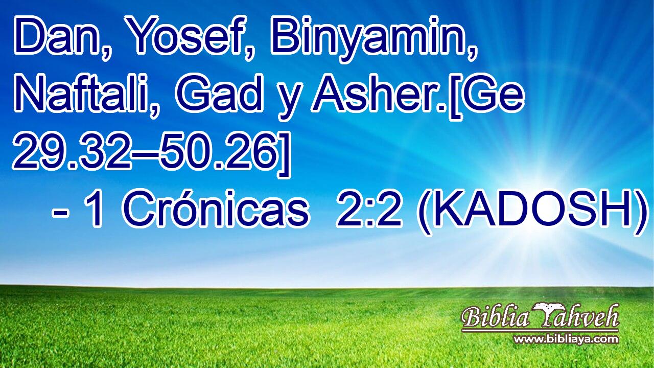  Dan, Yosef, Binyamin, Naftali, Gad y Asher.[Ge 29.32–50.26] 