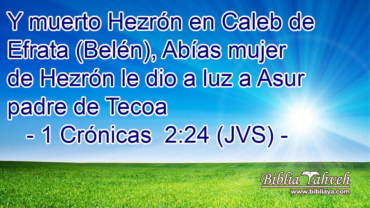 Y muerto Hezrón en Caleb de Efrata (Belén), Abías mujer de Hezrón le dio a luz a Asur padre de Tecoa
