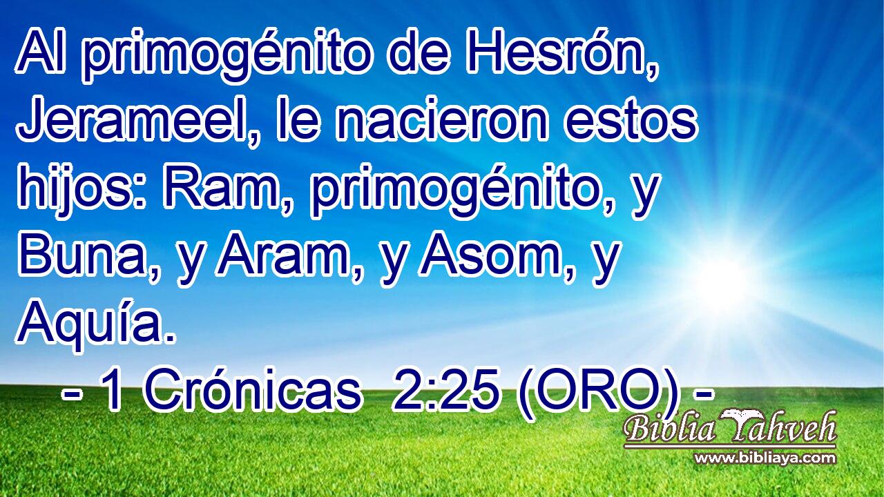  Al primogénito de Hesrón, Jerameel, le nacieron estos hijos: Ram, primogénito, y Buna, y Aram, y Asom, y Aquía. 