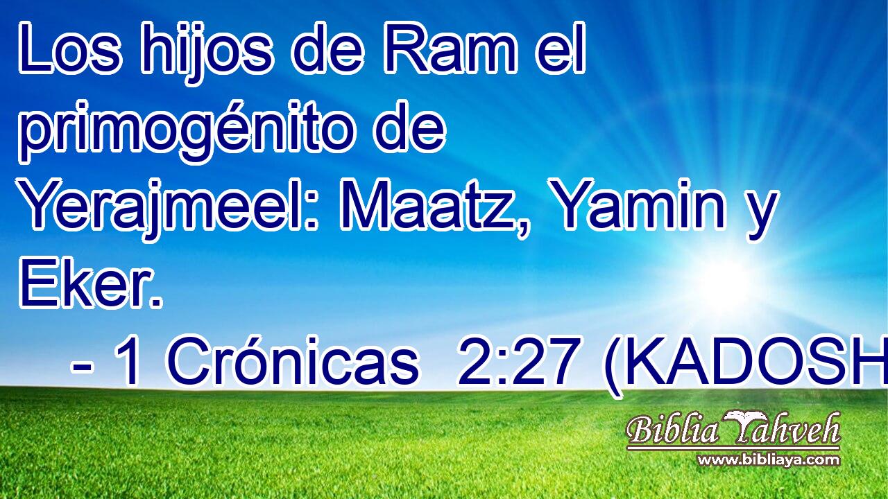  Los hijos de Ram el primogénito de Yerajmeel: Maatz, Yamin y Eker. 