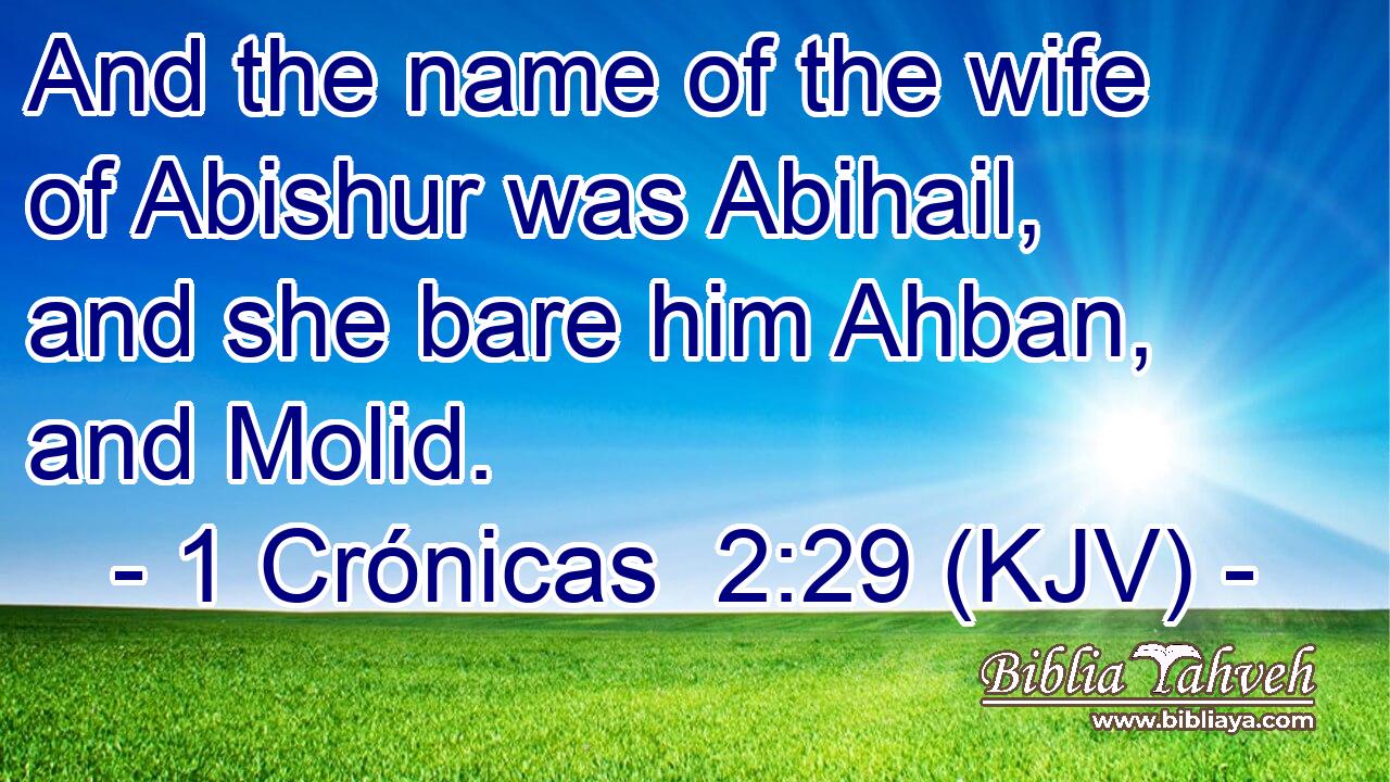 And the name of the wife of Abishur was Abihail, and she bare him Ahban, and Molid.