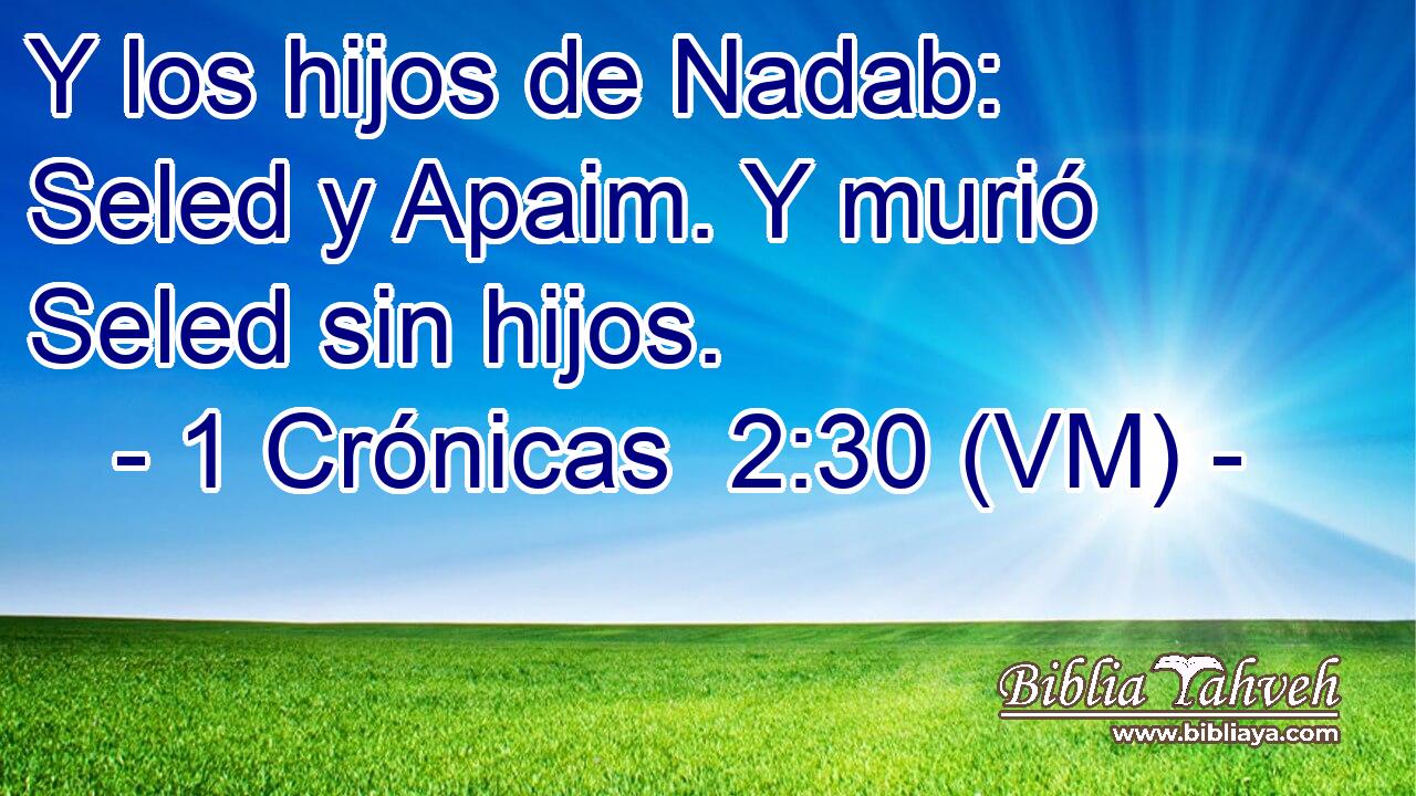  Y los hijos de Nadab: Seled y Apaim. Y murió Seled sin hijos. 
