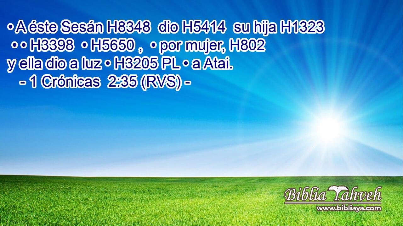 • A éste Sesán H8348  dio H5414  su hija H1323  • • H3398  • H5650 ,  • por mujer, H802  y ella dio a luz • H3205 PL • a Atai. 