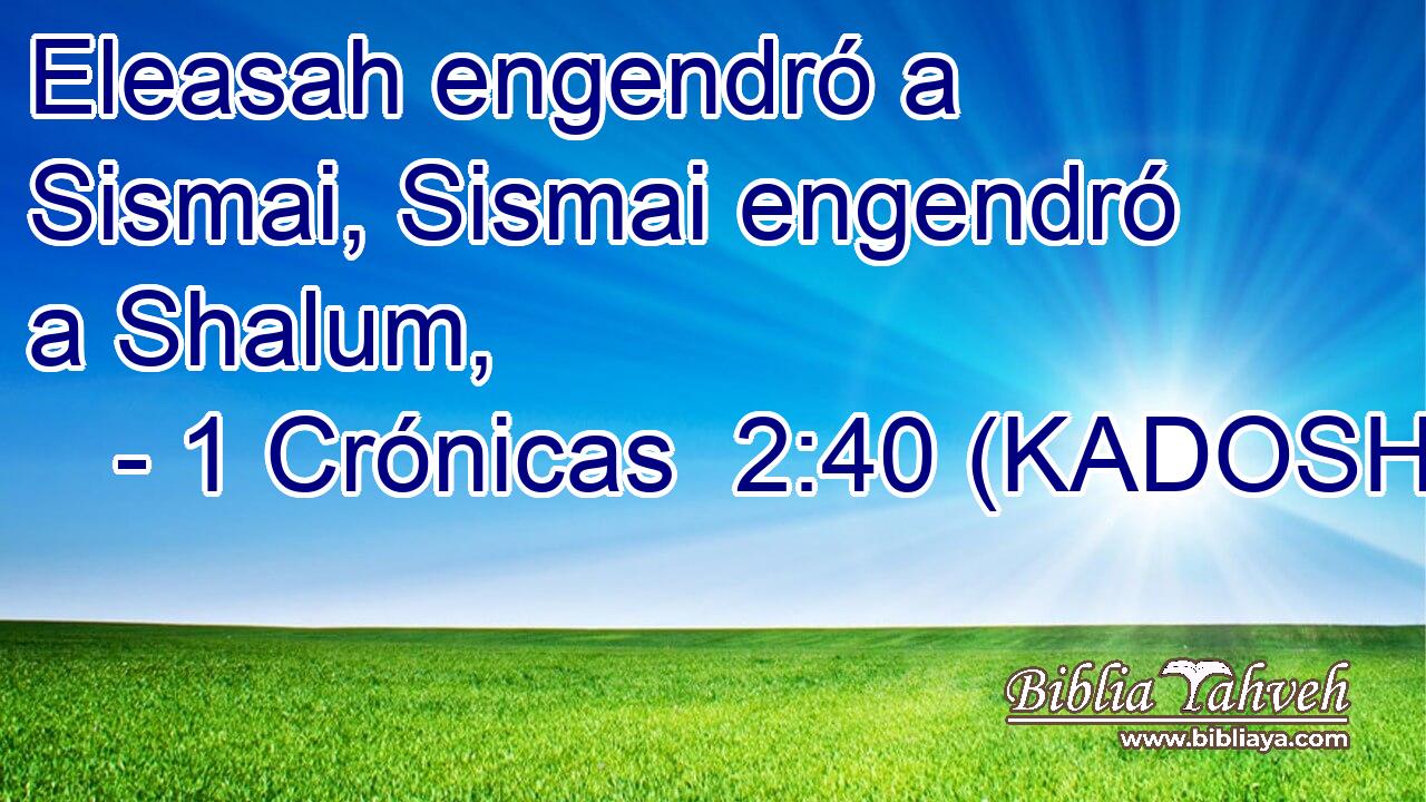  Eleasah engendró a Sismai, Sismai engendró a Shalum, 