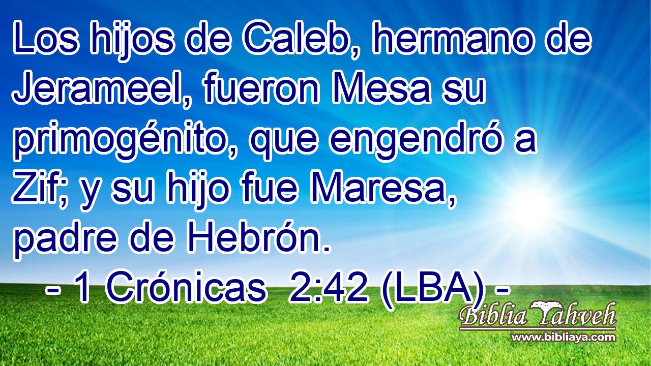 Los hijos de Caleb, hermano de Jerameel, fueron Mesa su primogénito, que engendró a Zif; y su hijo fue Maresa, padre de Hebrón.