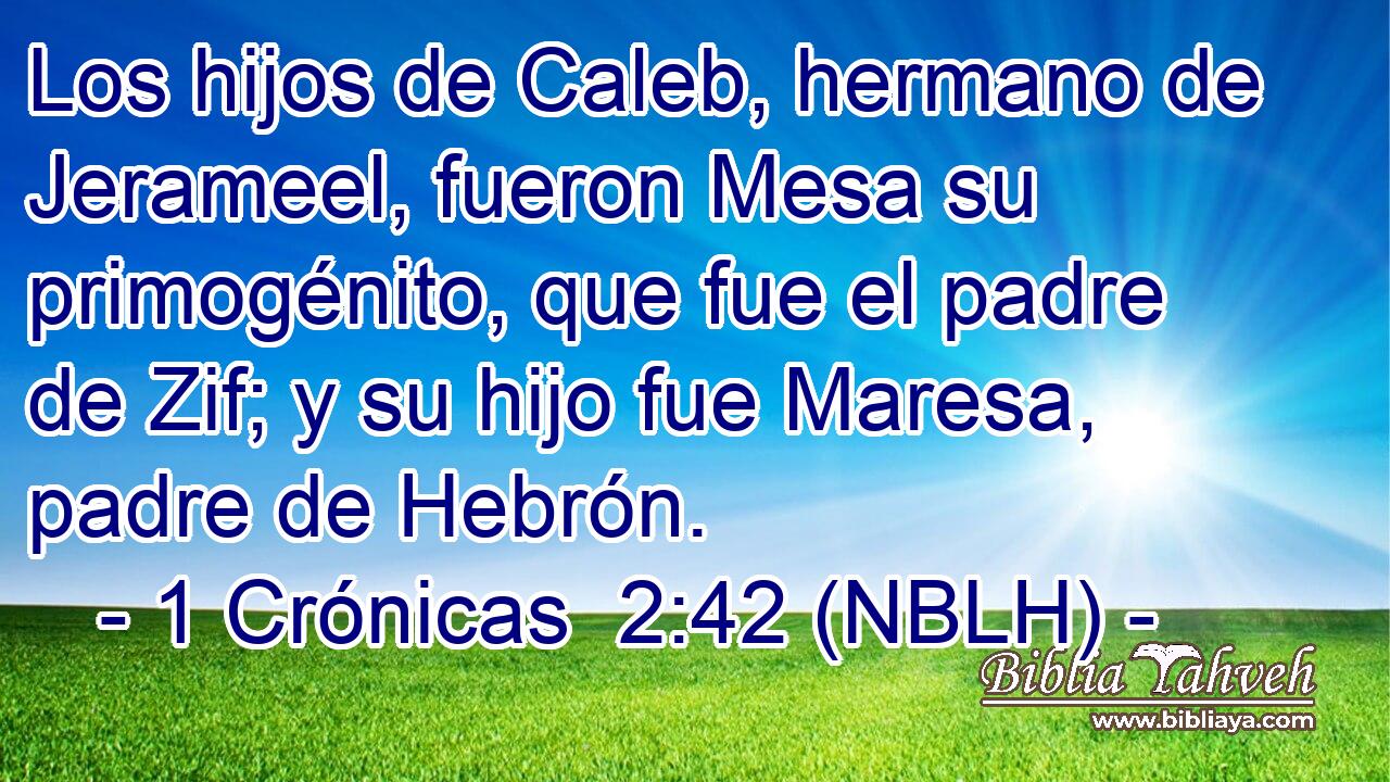  Los hijos de Caleb, hermano de Jerameel, fueron Mesa su primogénito, que fue el padre de Zif; y su hijo fue Maresa, padre de Hebrón. 