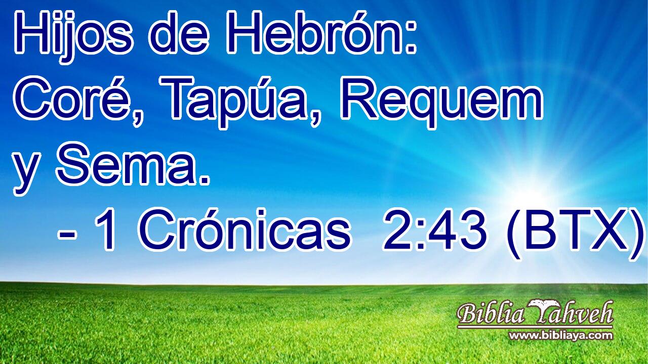 Hijos de Hebrón: Coré, Tapúa, Requem y Sema.