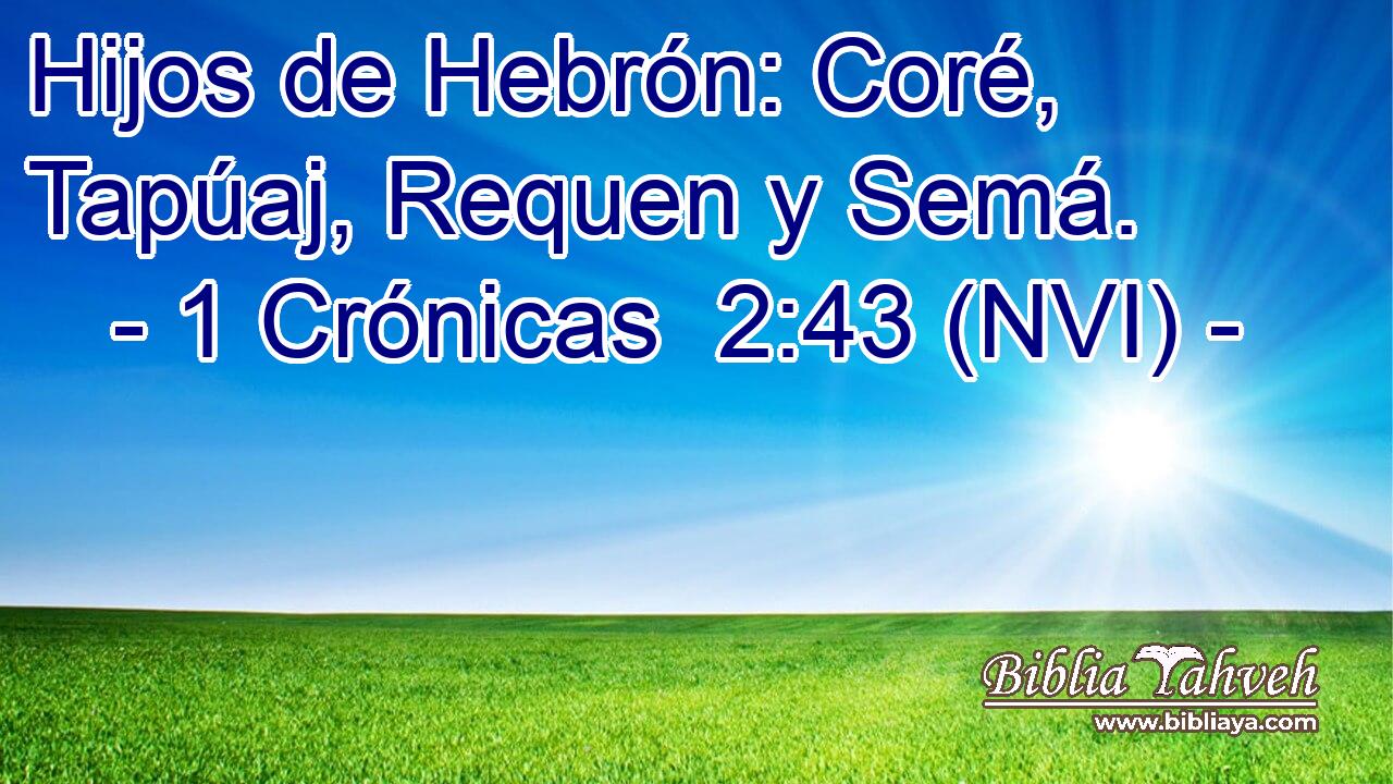  Hijos de Hebrón: Coré, Tapúaj, Requen y Semá. 