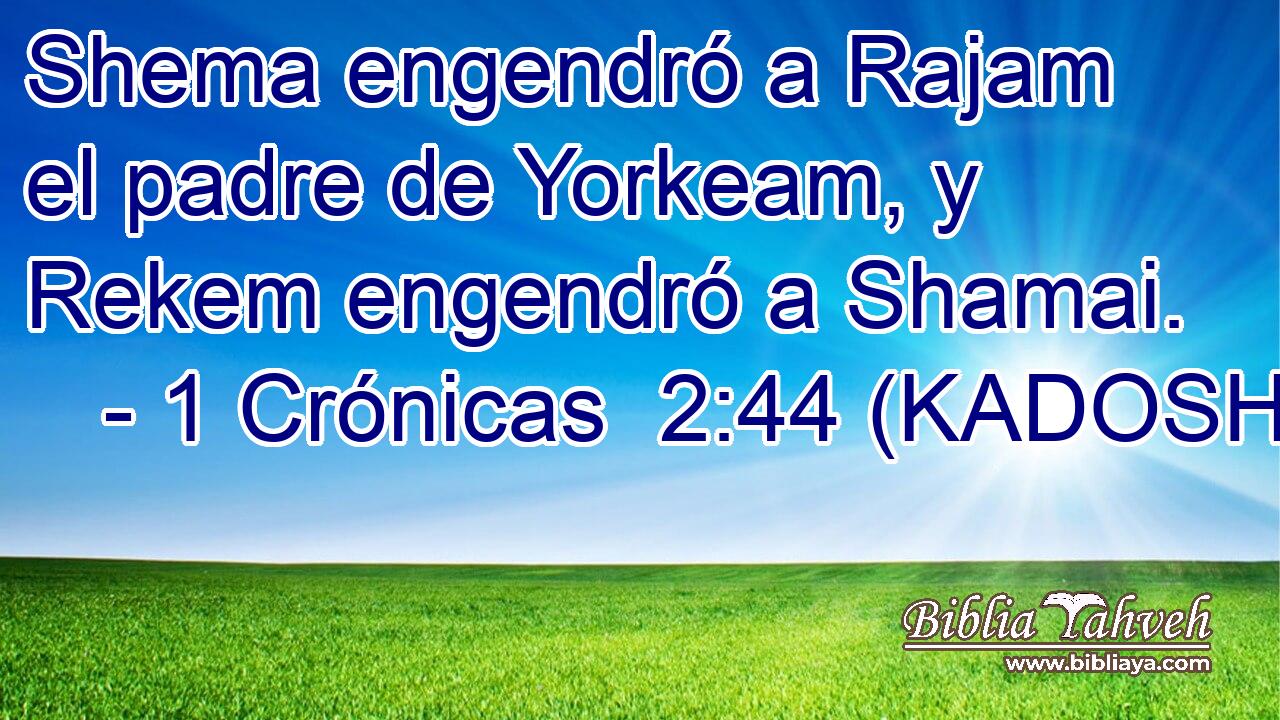  Shema engendró a Rajam el padre de Yorkeam, y Rekem engendró a Shamai. 