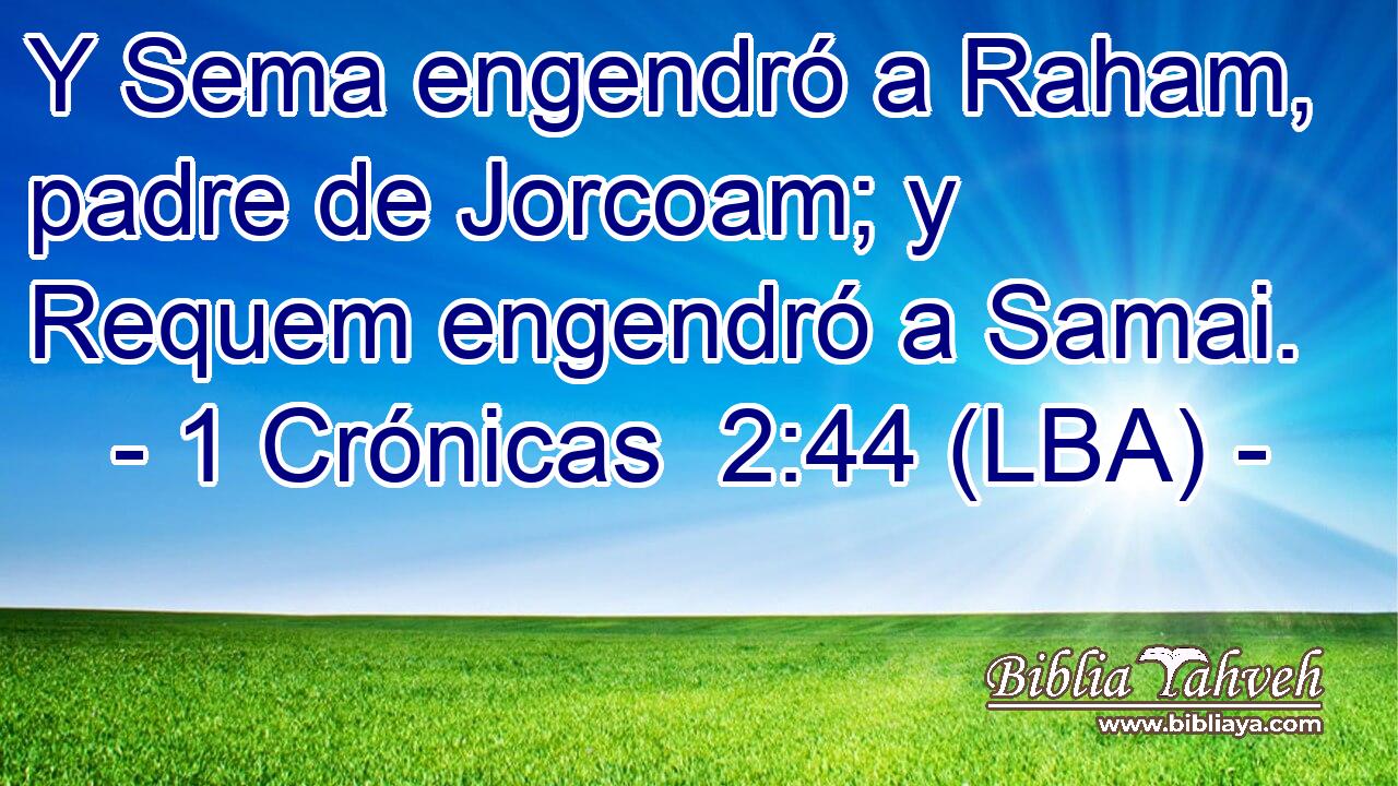 Y Sema engendró a Raham, padre de Jorcoam; y Requem engendró a Samai.