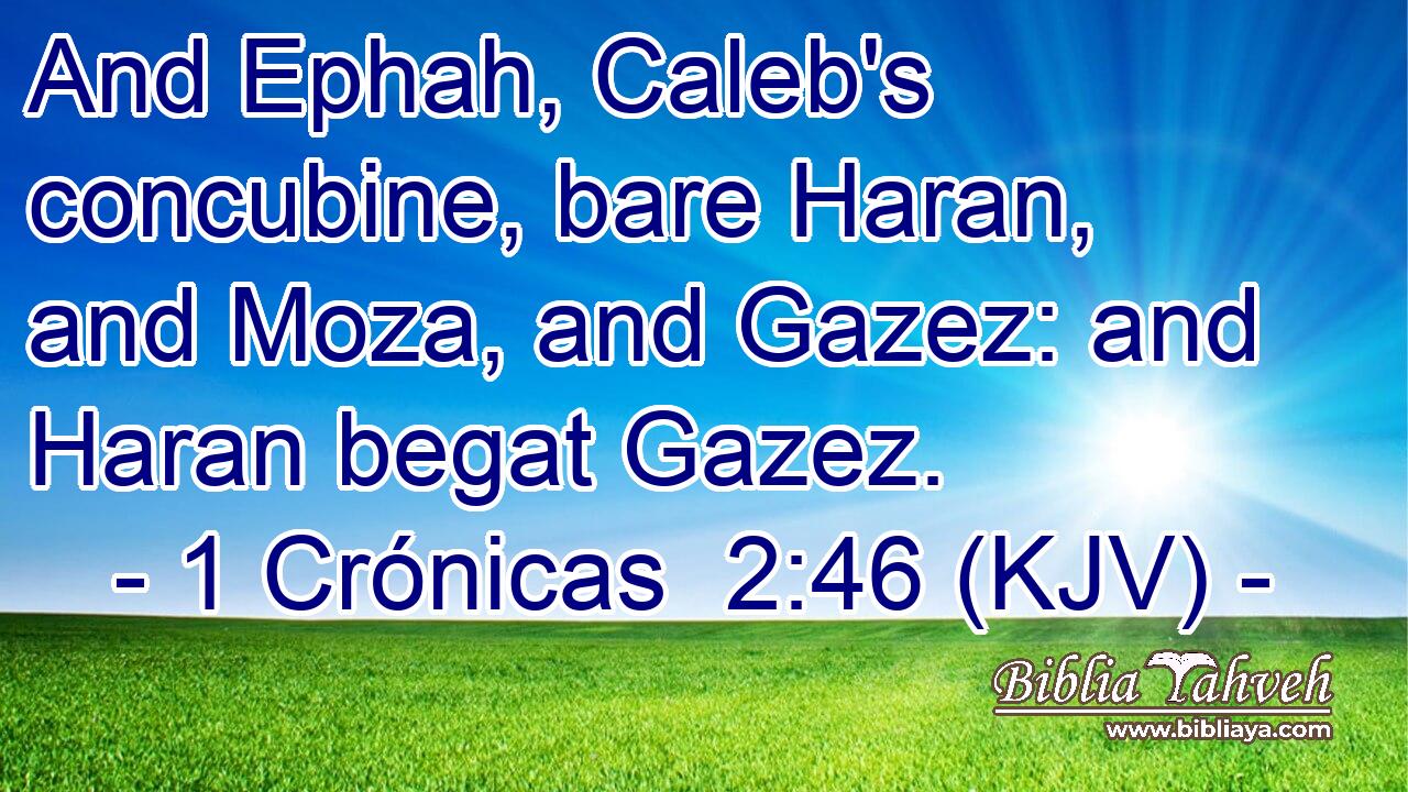 And Ephah, Caleb's concubine, bare Haran, and Moza, and Gazez: and Haran begat Gazez.