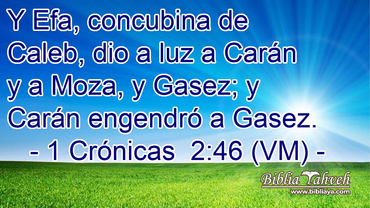  Y Efa, concubina de Caleb, dio a luz a Carán y a Moza, y Gasez; y Carán engendró a Gasez. 