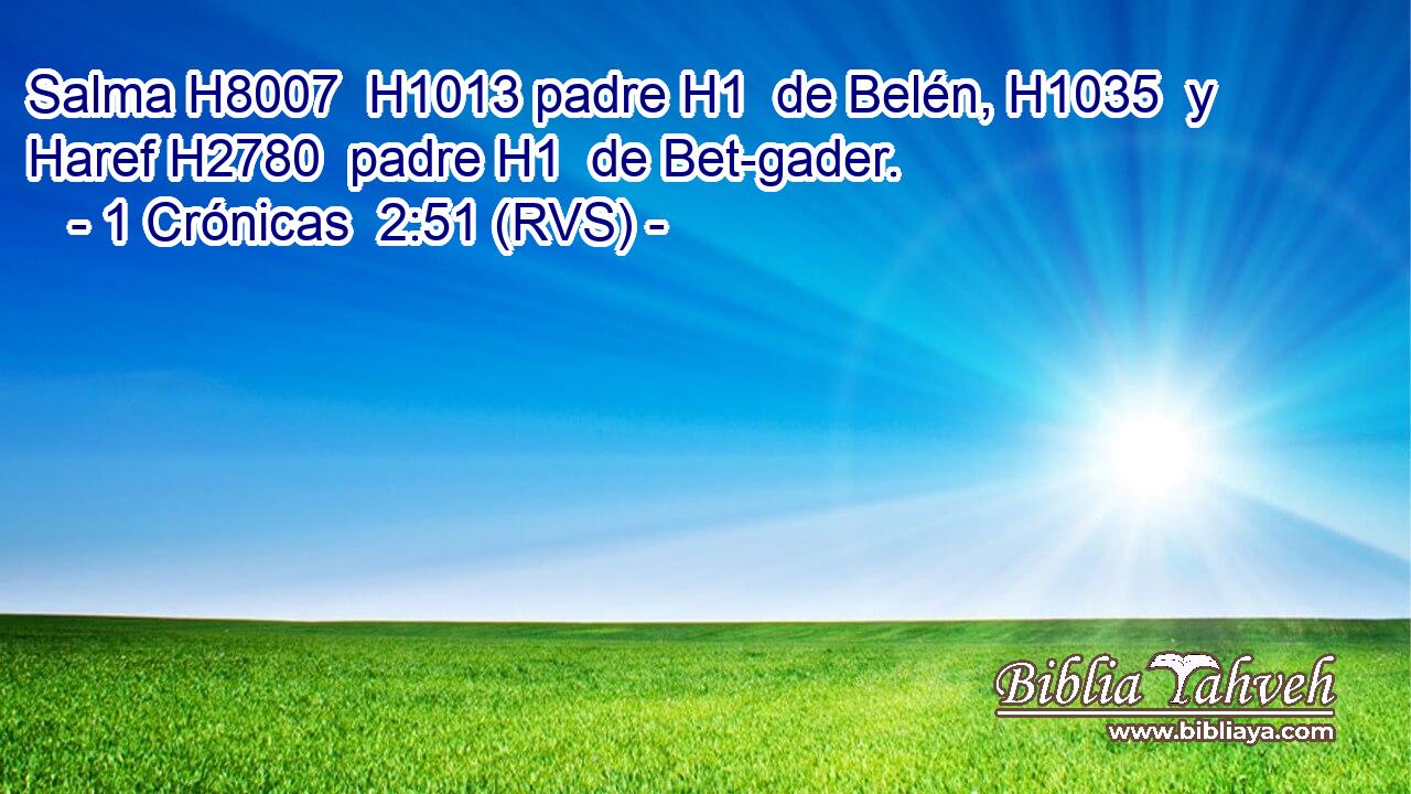 Salma H8007  H1013 padre H1  de Belén, H1035  y Haref H2780  padre H1  de Bet-gader. 